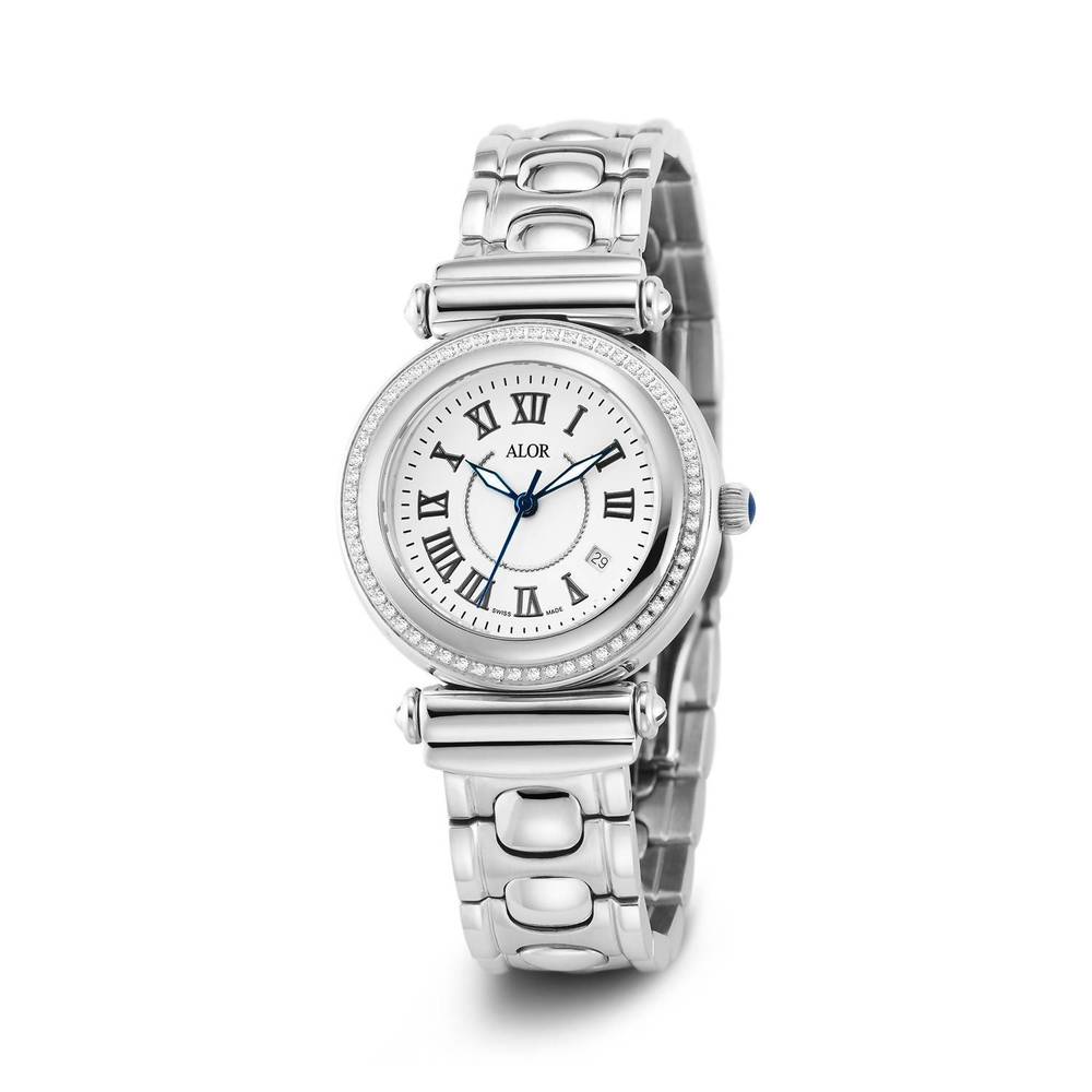 NEW ALOR cascade bracelet diamond watch in silver